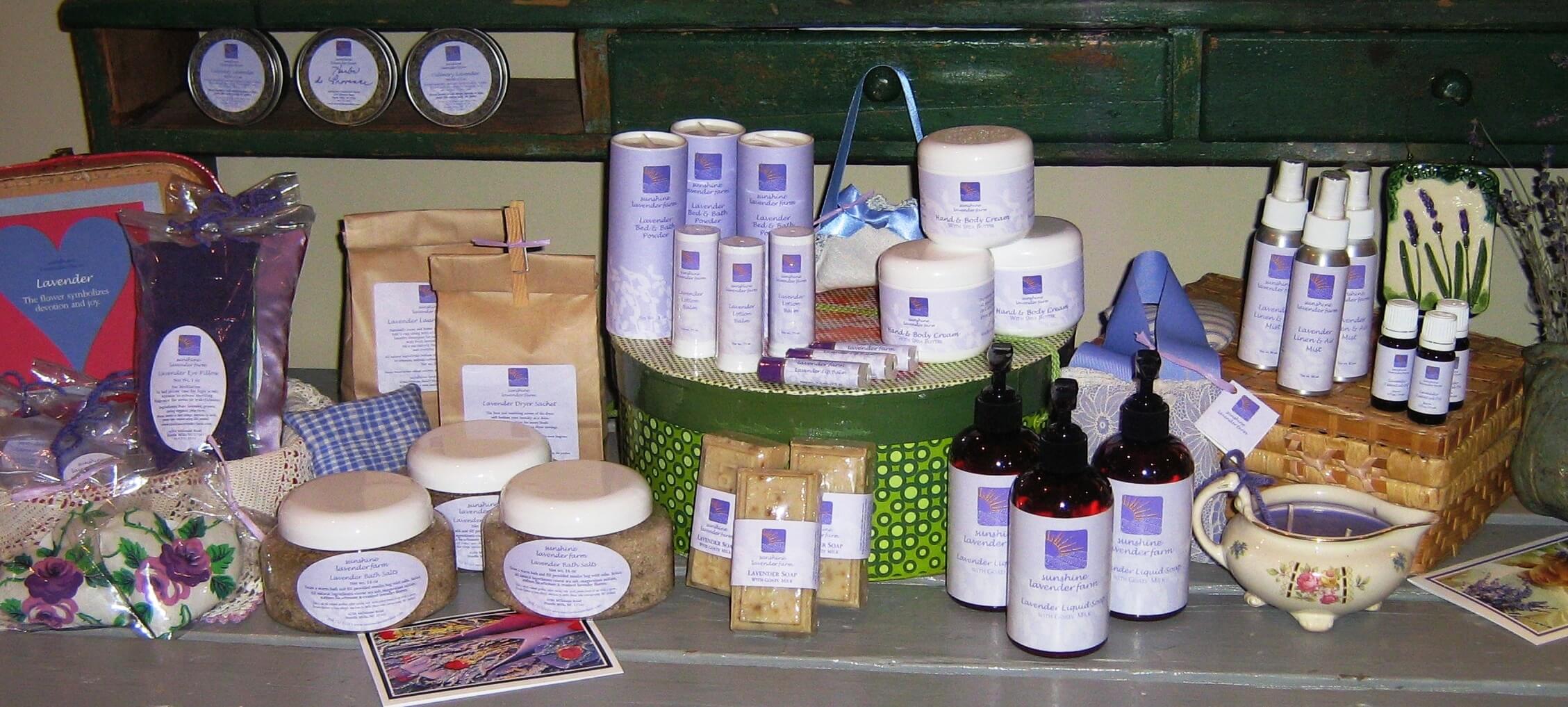 Lavender products from sunshine lavender